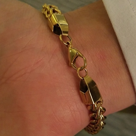 NEW! Men's "18k Gold" Chain Link Bracelet - Picture 3 of 5